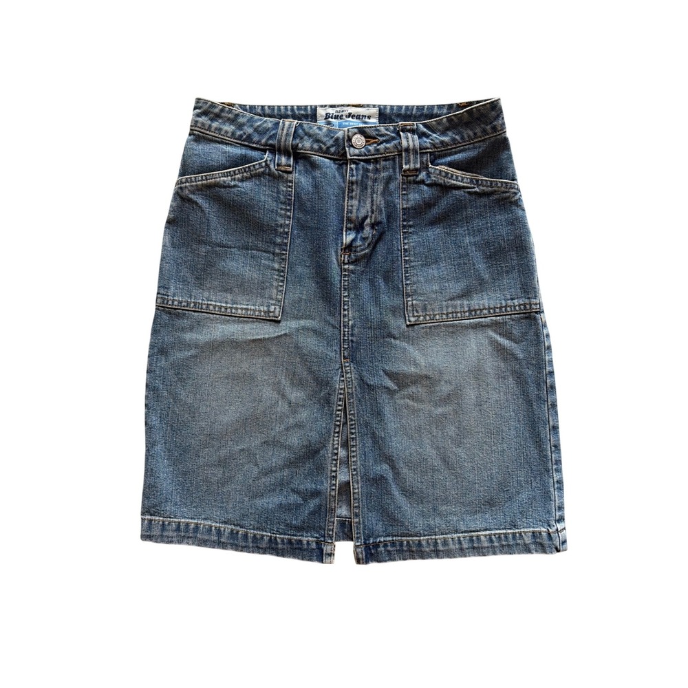 Denim Skirt Vintage Y2K Old Navy Women Size 1 Blue Medium Wash Utility Mini Slit